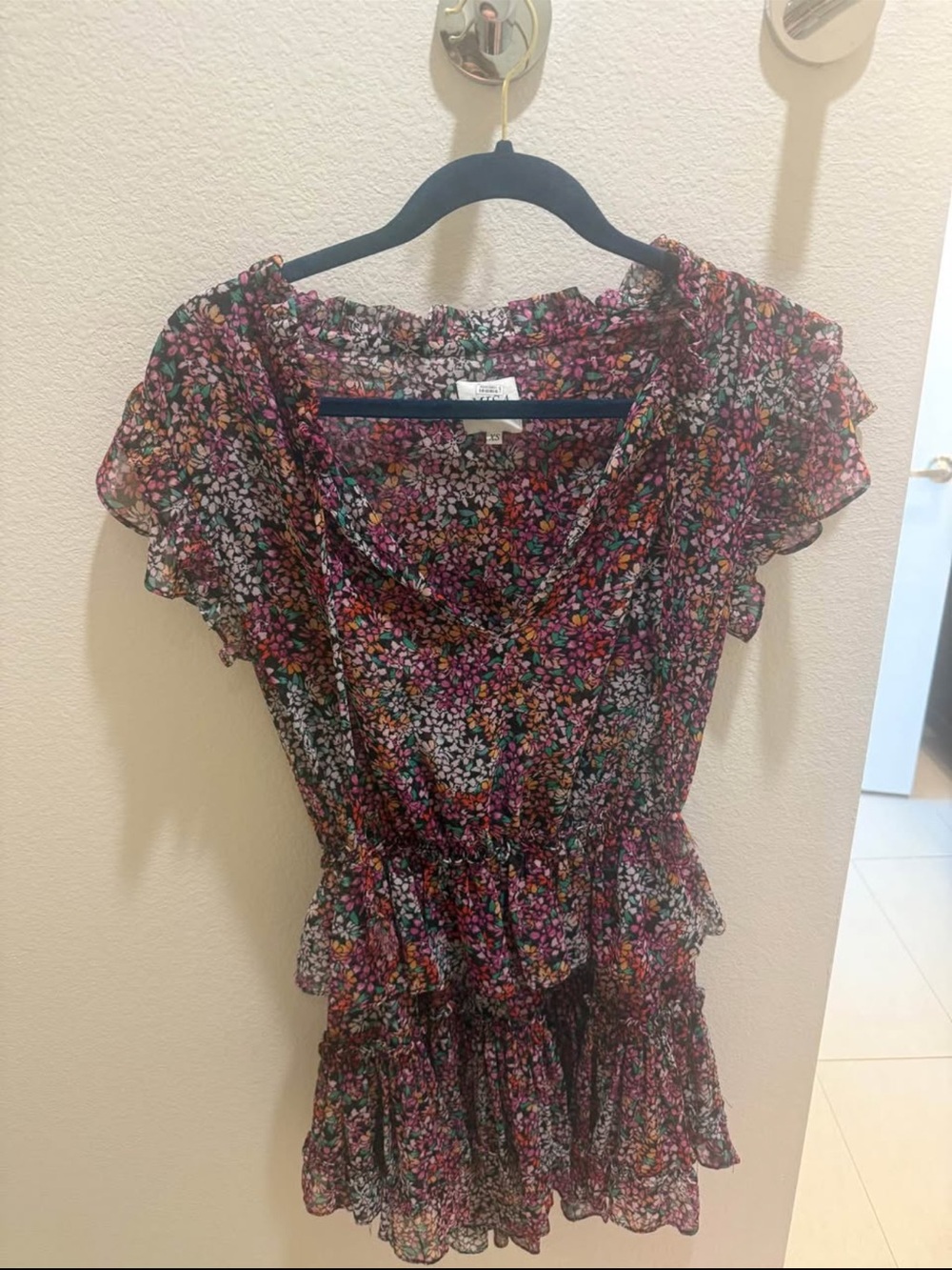 Misa Los Angeles Multicolor Floral Ruffle Peplum Tunic
